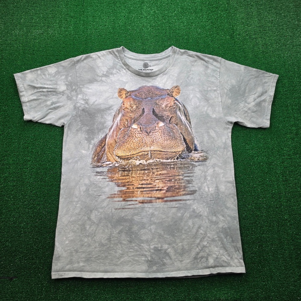 The Mountain Hippopotamus Water Reflection Tie-Dye Tshirt‎ Mens XL San Diego Zoo